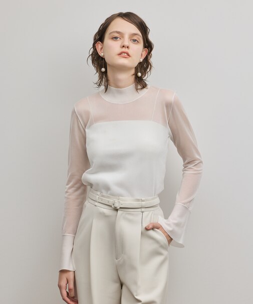 シアーハイネックニットトップ