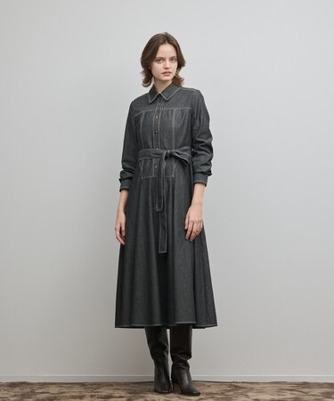 シャツフレアワンピース