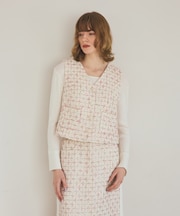 ツイードチェックジレ