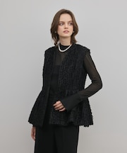 カットジャガードペプラムジレ