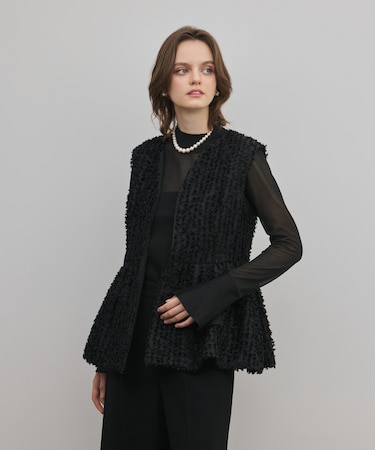 カットジャガードペプラムジレ