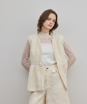 カットジャガードペプラムジレ