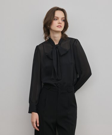 ストライプボウブラウス