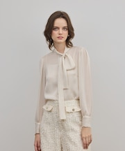 ストライプボウブラウス