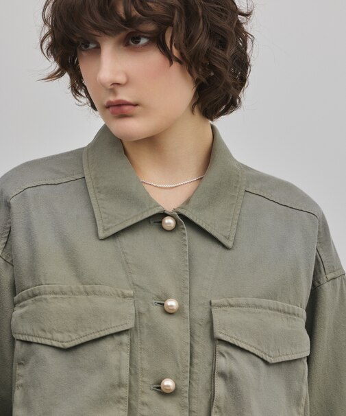 パール釦ピグメントシャツ