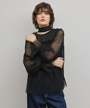 チュールタイブラウス