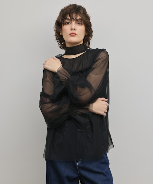 チュールタイブラウス