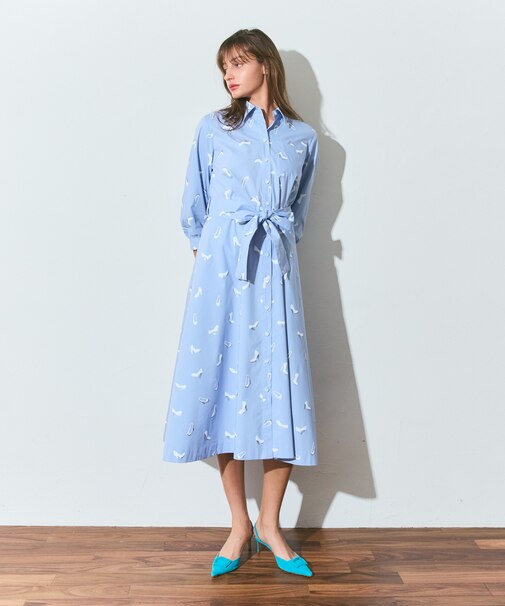 ヒールプリントシャツドレス