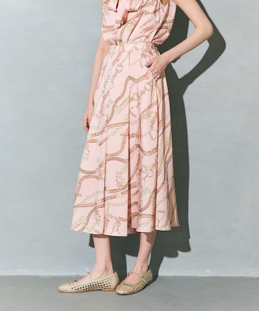 チェーンプリントタックキュロット