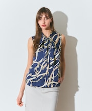 チェーンプリントボウタイブラウス