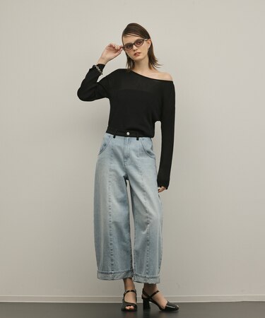 ラメリブクルーニットトップ