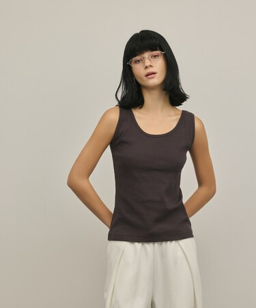 テレコノースリーブトップ