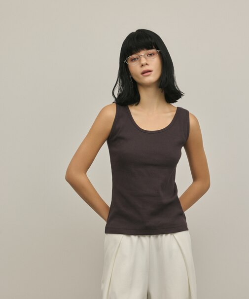 テレコノースリーブトップ