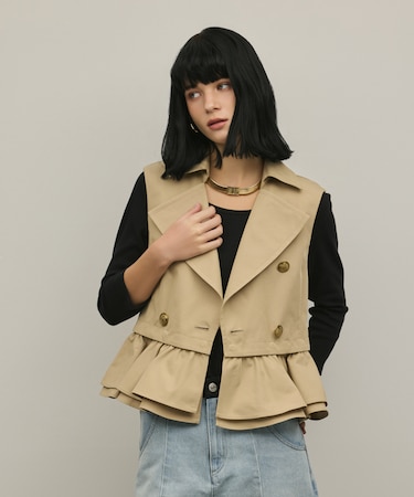 ペプラムトレンチベスト