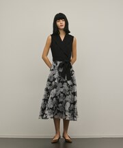 カシュクールフラワープリントワンピース