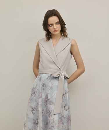 カシュクールフラワープリントワンピース