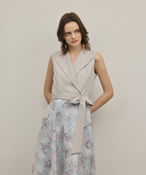 カシュクールフラワープリントワンピース