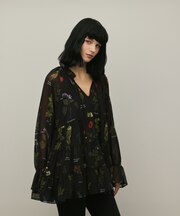 ボタニカルプリントチュニックトップ