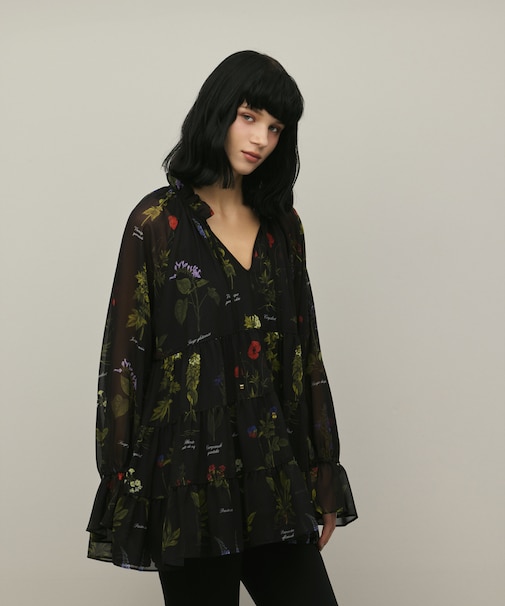 ボタニカルプリントチュニックトップ