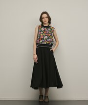 フラワープリントニットトップ