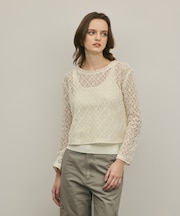 レースフレアスリーブトップ