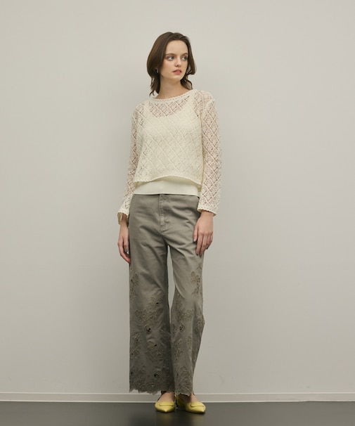 カットワークフレアパンツ