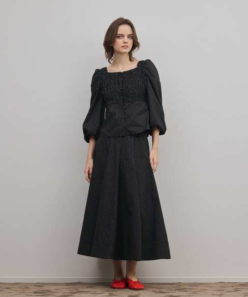 ラメドットタフタジャガードスカート