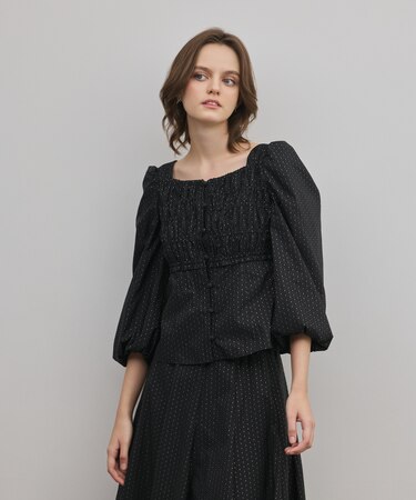 ラメドットタフタジャガードトップ