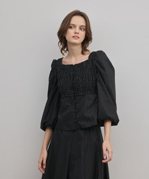 ラメドットタフタジャガードトップ