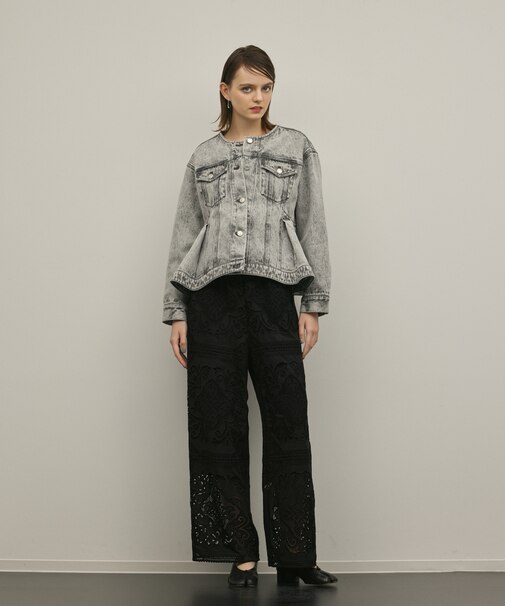 ペプラムデニムジャケット