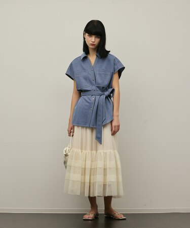 チュールティアードスカート