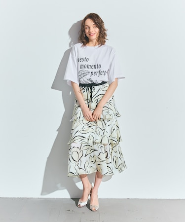 プリントレイヤードスカート