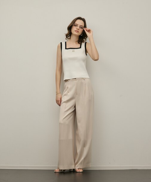 バイカラーリブニットノースリーブ