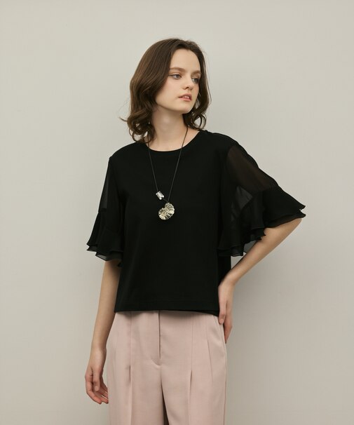 シフォンスリーブカットトップ