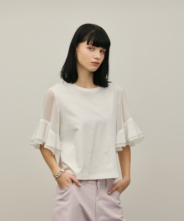 シフォンスリーブカットトップ