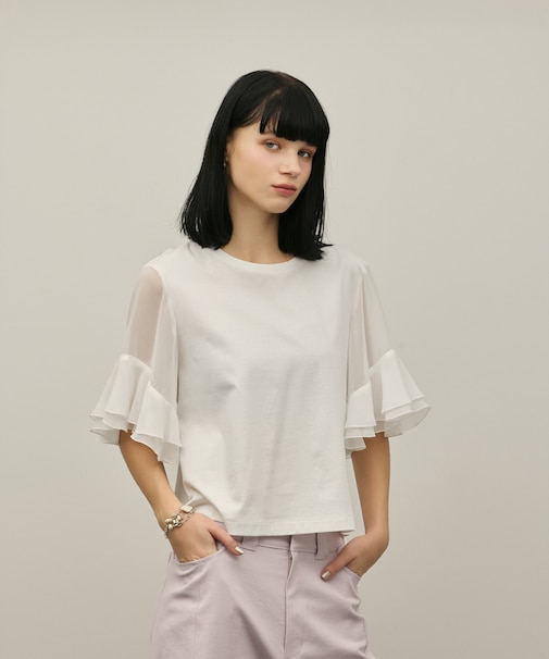 シフォンスリーブカットトップ