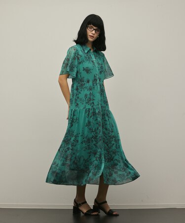 【スタイリスト木津明子さんインスタライブ紹介】フラワープリントシャツフレアワンピース