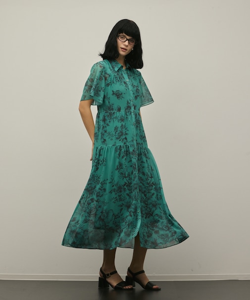 【スタイリスト木津明子さんインスタライブ紹介】フラワープリントシャツフレアワンピース