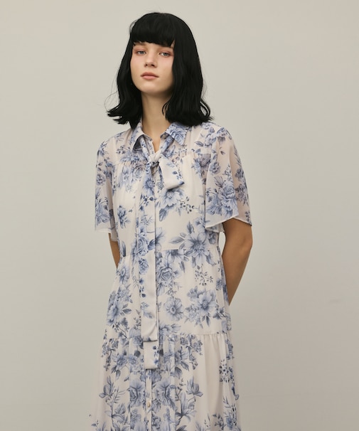 【スタイリスト木津明子さんインスタライブ紹介】フラワープリントシャツフレアワンピース