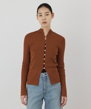 ボタンリブニットカーディガン