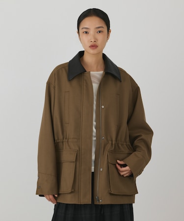 レザー衿ハンティングジャケット