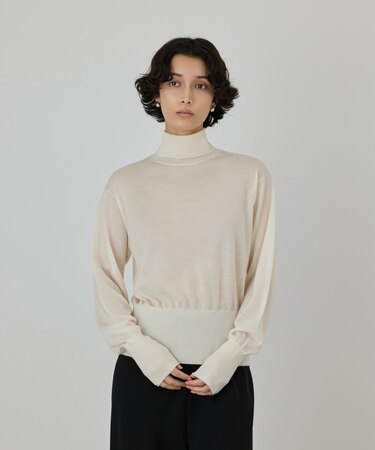カシミヤ混ニットトップ