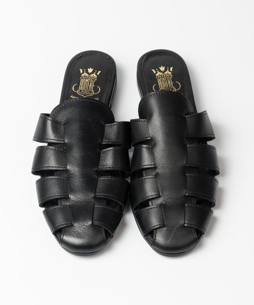 VINILO/ヴィニーロ】スエードフリンジバックルスライドサンダル