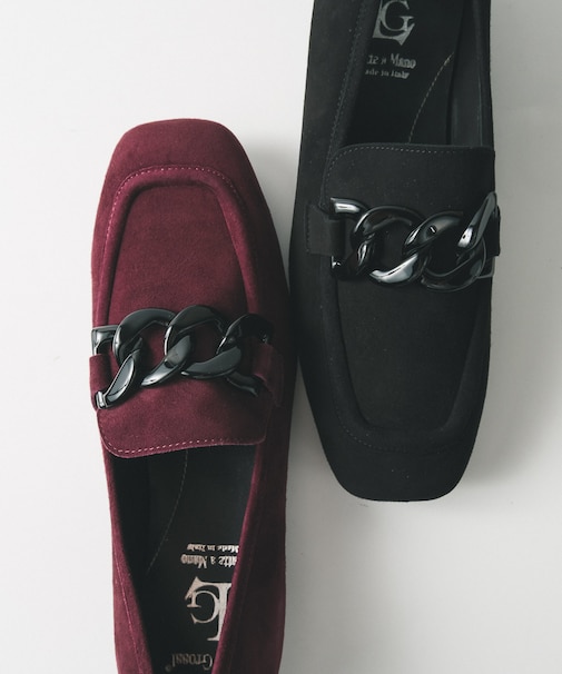 【LucaGrossi/ルカグロッシ】スクエアトゥチェーンローファー/H092M-WA