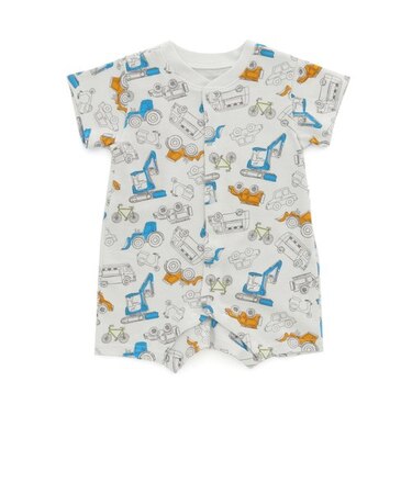 のりもの柄ロンパス