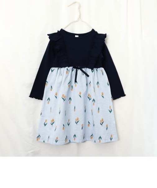 花柄ドッキングワンピース