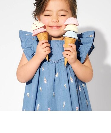 さくらんぼ・アイス・ひまわり柄刺繍チュニック