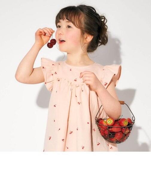 さくらんぼ・アイス・ひまわり柄刺繍チュニック