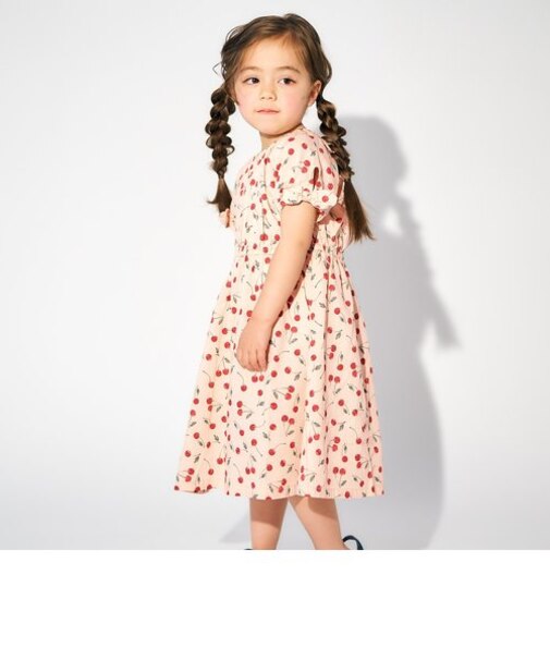 3柄袖リボンワンピース