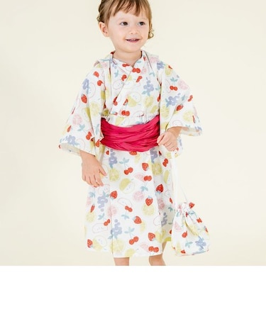 フルーツ柄浴衣かぶり　巾着付き